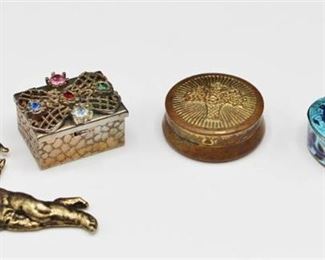 3 Vintage Mini Trinket Pill Boxes (1 box is .925 Sterling Silver) and a Brass Cupid