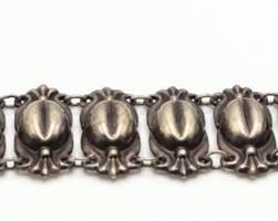 Sterling Silver Domed Repousse Bracelet - Stamped with Artists Hallmark