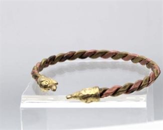 Vintage Copper and Brass "Whippet" Dog Head Bracelet