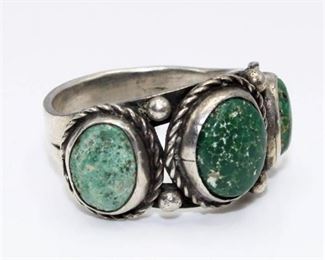 Silver and Green Turquoise Ring