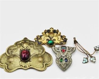 3 Brooches Pins and 1 Pendant