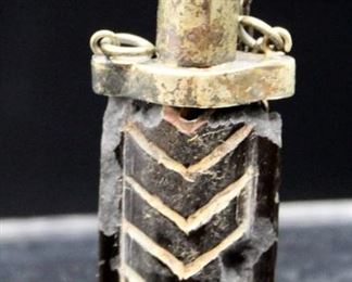 Antique/Vintage Black Container with Metal Cap - Could it be a "Poison" Bottle that once was a Necklace?