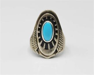 Ben Nighthorse Signed Sterling and Turquoise Ring
