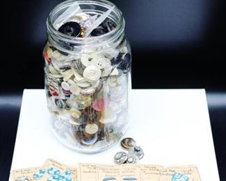 Large Jar FULL of Variety of Buttons - Unused Hand Painted Porcelain Buttons