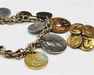 Coro Coin Charm Bracelet and CoroCraft Coin Earrings