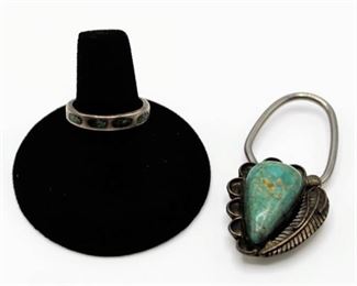 Silver and Turquoise Ring and Key Fob