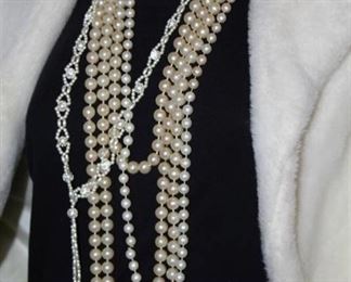 3 Vintage Long Strand Pearl Necklaces