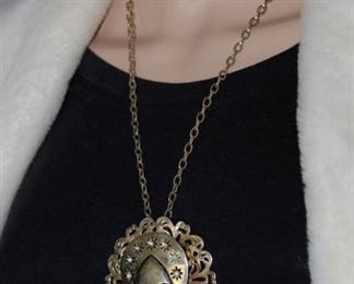 Interesting Adjustable Length Silver Chain with 3” Medallion