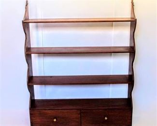 Vintage Wooden Shelving With 2 Drawers