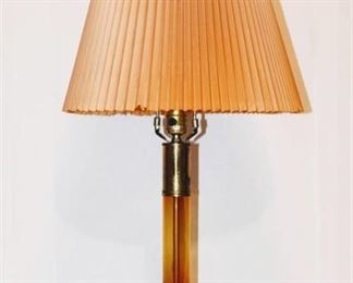 Vintage Amber and Brass Table Lamp