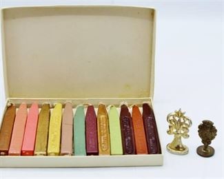 Wax Seal Stamps and Box of Sealing Wax