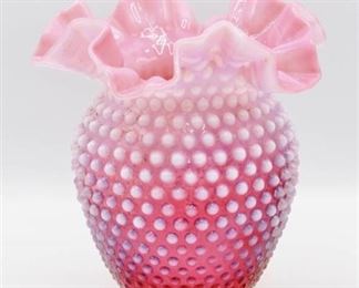 Fenton Hobnail Pink Art Glass Vase