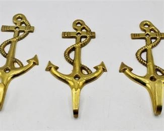 3 Brass Anchor Hooks