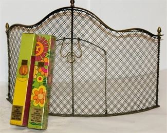 Vintage Fireplace Screen and 2 Boxes of Vintage Fireplace and BBQ Safety Matches