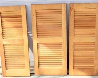 3 Louvered Unfinished Wood Shutters