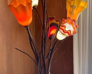 6.5ft Rustic Art Glass Floral Lamp 80x54x54in HxWxD