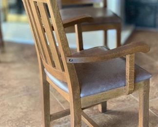 Mission Oak Travertine Dining Table w/8 chairs Table: 31x42x72in chairs: 41x20x20 seat height:19 HxWxD