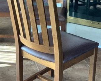 Mission Oak Travertine Dining Table w/8 chairs Table: 31x42x72in chairs: 41x20x20 seat height:19 HxWxD