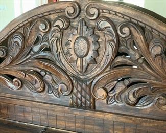 Huge Rustic Hand Carved Entryway Bench w/ Storage 60x90x27in HxWxD
