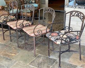 Heavy Scroll Iron & Stone Top Patio Table w/ 4 Chairs Table: 30in H x 60in Diameter Chair: 35x21x20 seat height: 19in HxWxD