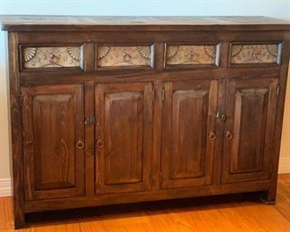 Rustic Slate Top Sideboard Cabinet 42x62.5x18.5in HxWxD