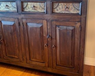 Rustic Slate Top Sideboard Cabinet 42x62.5x18.5in HxWxD