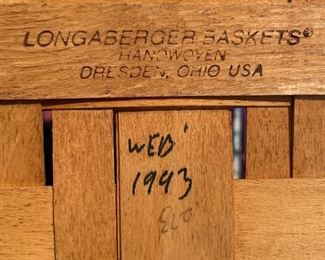 Longaberger Leather handle basket 14x10x4in HxWxD