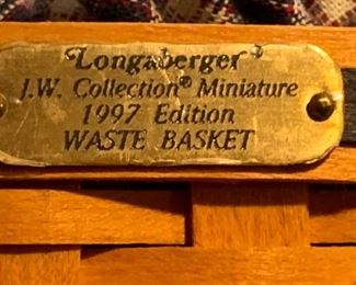 Longaberger 1997 waste basket Miniature in Box