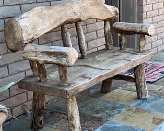 Rustic Log Bench 41x58x24in HxWxD