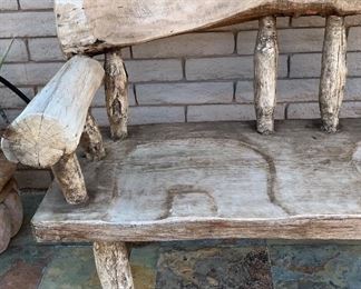 Rustic Log Bench 41x58x24in HxWxD