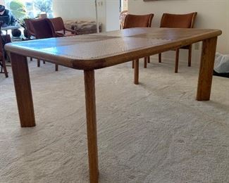 Copenhagen Danish Oak Dining table w/ 6 chairs Table: 27x40x66-84in. Chair: 33x21x21 seat:17.5in HxWxD