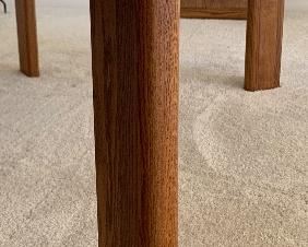 Copenhagen Danish Oak Dining table w/ 6 chairs	Table: 27x40x66-84in.  Chair: 33x21x21 seat:17.5in	HxWxD
