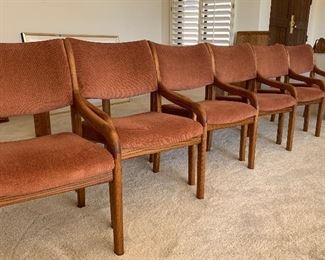 Copenhagen Danish Oak Dining table w/ 6 chairs Table: 27x40x66-84in. Chair: 33x21x21 seat:17.5in HxWxD