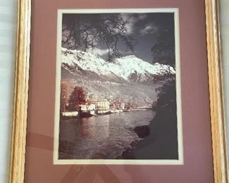 Framed Photograph of Snowcap mountains 22.5x19.5