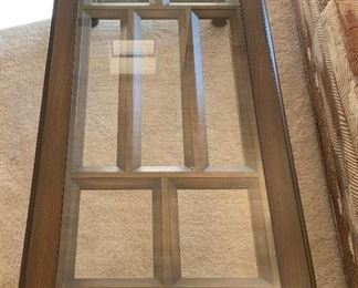 Vintage Walnut Glass Top Coffee Table 16x29x59.5 HxWxD