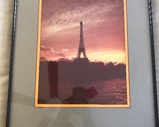 Framed photograph of Eiffel Town Sunset 20x17.5x2 HxWxD