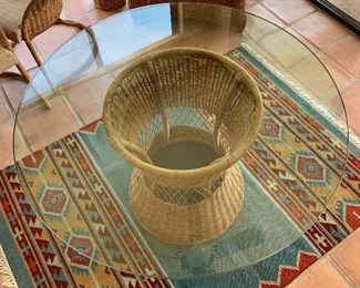Wicker Rattan Bistro Set 2 Chairs & Table 28in H x 44in diameter Chairs: 31x25x26in HxWxD