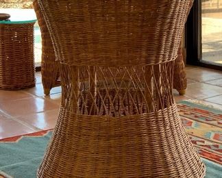 Wicker Rattan Bistro Set 2 Chairs & Table 28in H x 44in diameter Chairs: 31x25x26in HxWxD