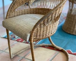 Wicker Rattan Bistro Set 2 Chairs & Table 28in H x 44in diameter Chairs: 31x25x26in HxWxD