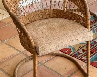 Wicker Rattan Bistro Set 2 Chairs & Table 28in H x 44in diameter Chairs: 31x25x26in HxWxD