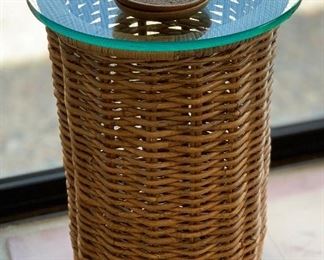 Small WIcker Rattan Side Table