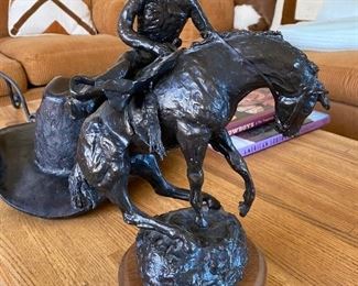 Bucking horse cowboy bronze by Gloria Clay 8/25