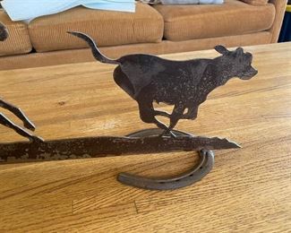 Rustic Cowboy lassoing a calf art decor