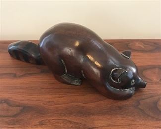 Sarreid Ltd Spain Carved Wood Raccoon 24x6.5x7