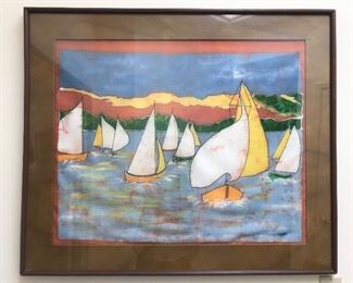 Signed Silkscreen of Sailboats 32x37.5