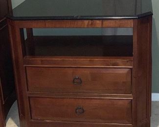 Thomasville Cherry Nightstand Marble 31x33.5x18.5in HxWxD