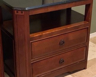 Thomasville Cherry Nightstand Marble 31x33.5x18.5in HxWxD