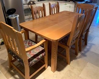 South West Natural Wood Dining Table w/ 6 chairs 30x40x72in HxWxD
