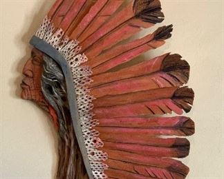 Bruce Law Native American Chief Head Sculpture Saguaro/Cholla	52x32x7in	HxWxD
