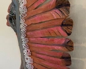 Bruce Law Native American Chief Head Sculpture Saguaro/Cholla	52x32x7in	HxWxD
